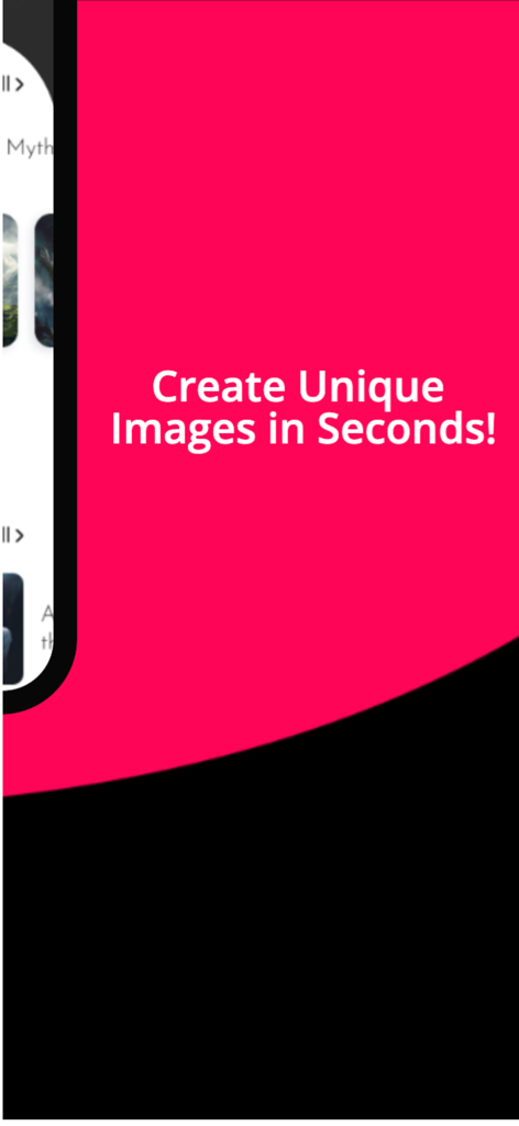 Ai Studio - Art AI - A promotional banner for the Ai Studio app with the text Create Unique Images in Seconds on a bright pink and black background.