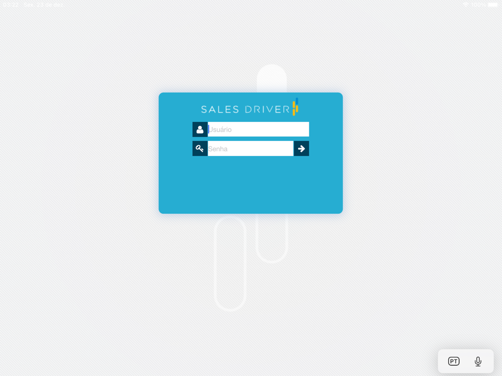 Login screen of the SalesDriver sales enablement app on iPad