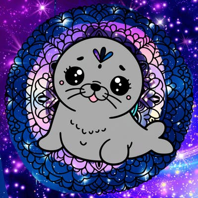 a cute baby seal mandala