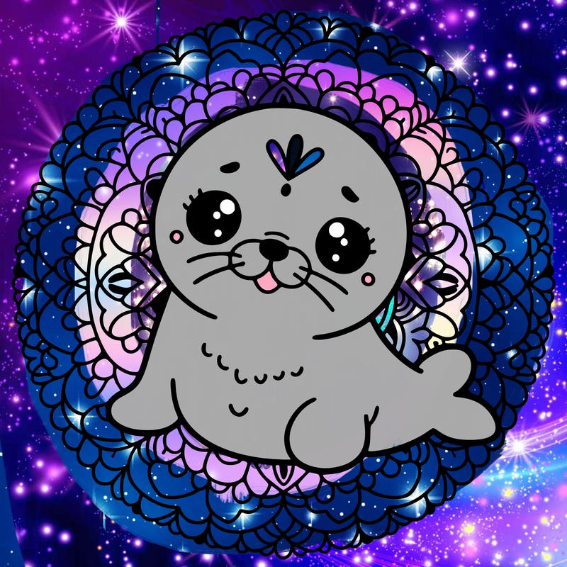 a cute baby seal mandala