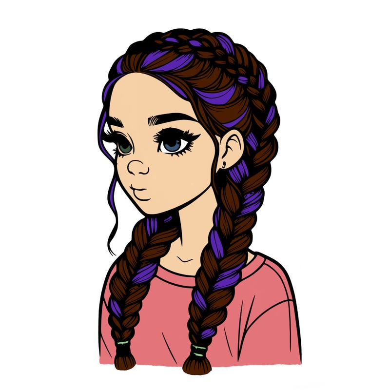 realistic girl with braids