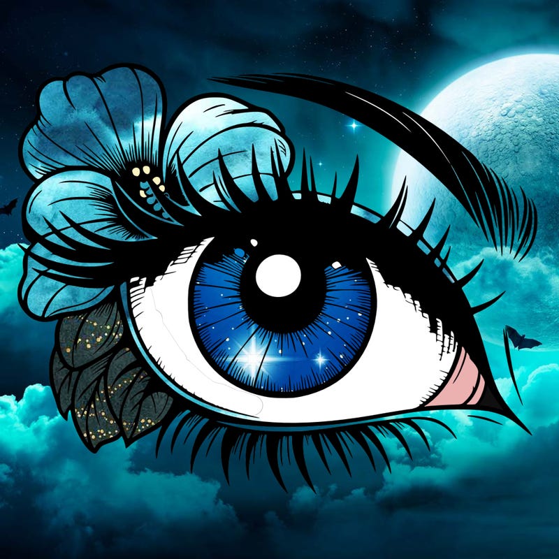 realistic eye with flower