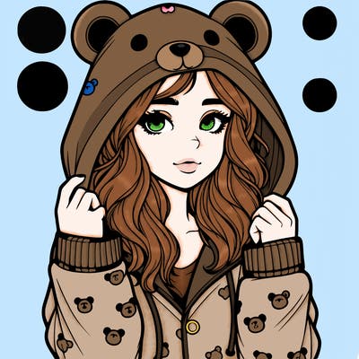 realistic girl in a animal pjs hoodie