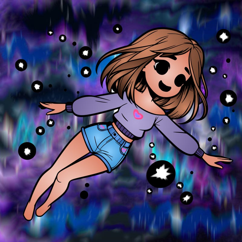 realistic girl floating