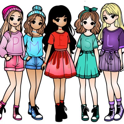 a group of five girls