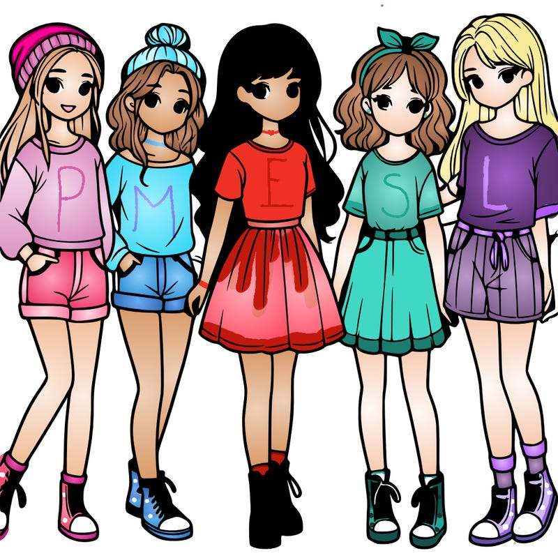 a group of five girls