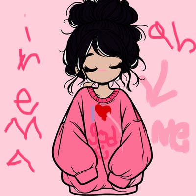 girl with baggy sweatshirt and messy bun