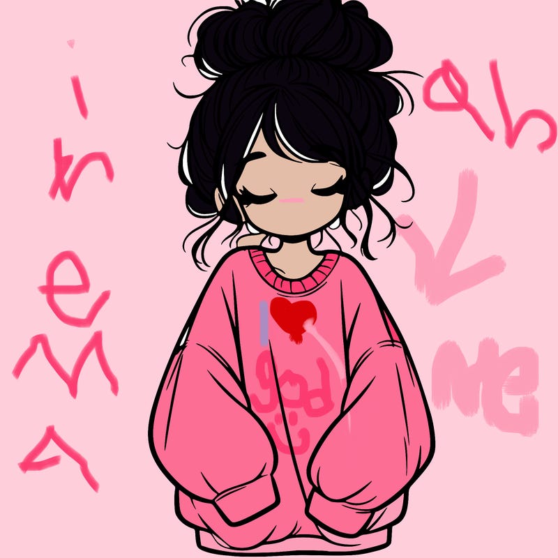 girl with baggy sweatshirt and messy bun