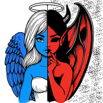 realistic angel half demon