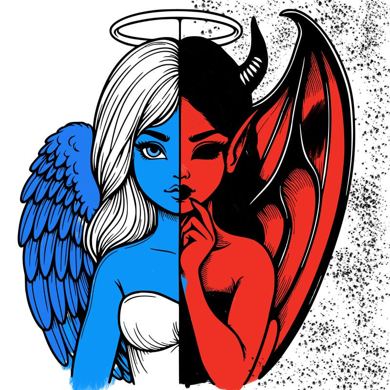 realistic angel half demon