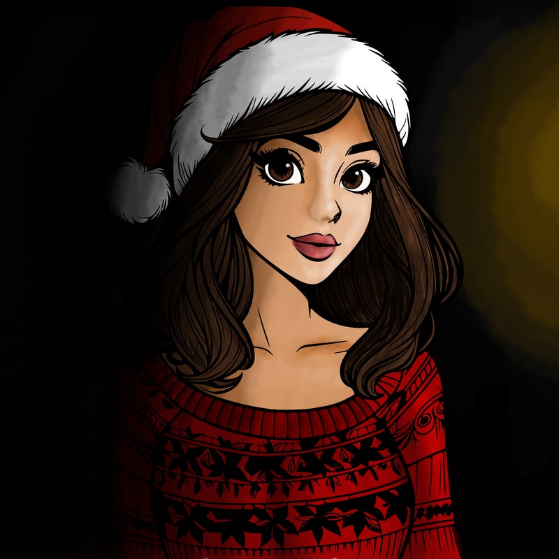 realistic lady in a christmas sweater