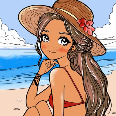 realistic girl at the beach