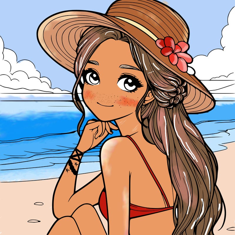 realistic girl at the beach