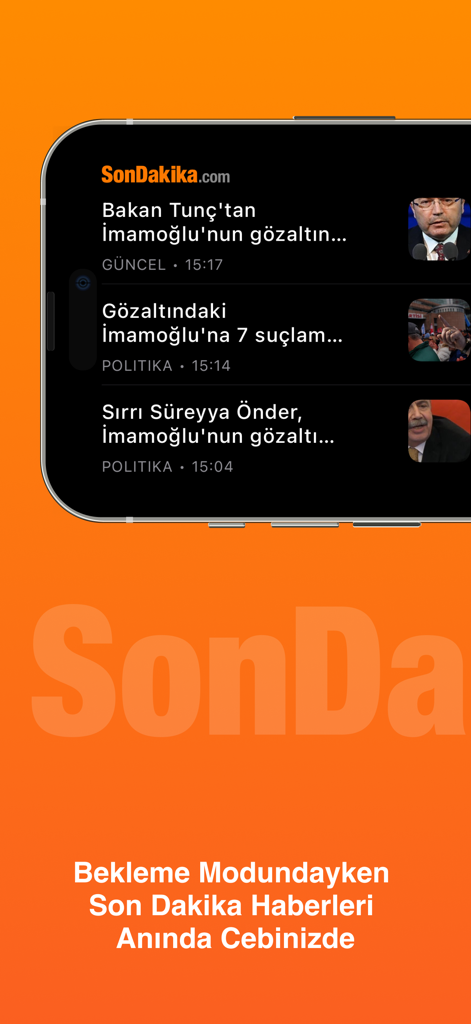 Son Dakika - Smartphone screen showing Turkish breaking news headlines from the Son Dakika app in standby mode.