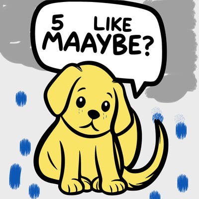 a puppy that says 5 like maybe
