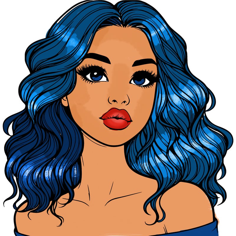realistic girl with wavy hair and lips