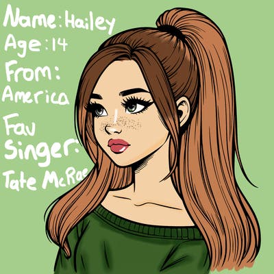 realistic girl with a high ponytail