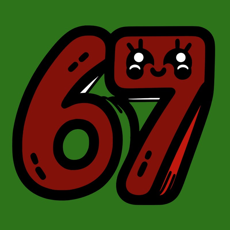 the numbers 67