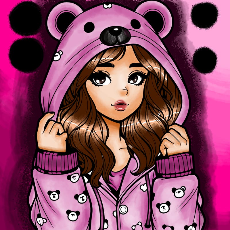 realistic girl in a animal pjs hoodie