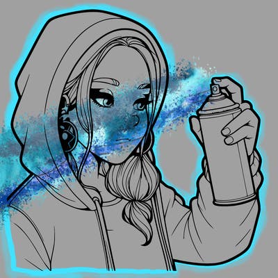 a realistic girl, spray painting