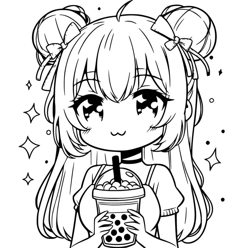anime girl bubble tea