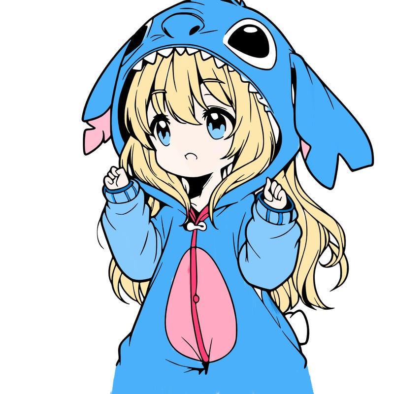 anime girl in a stitch onsie