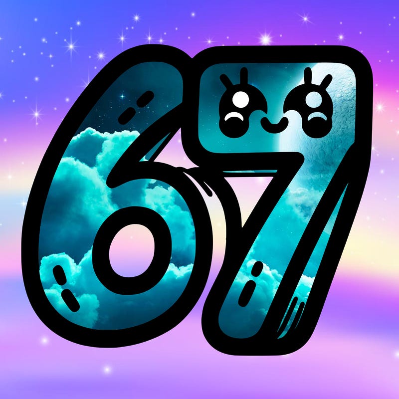 the numbers 67