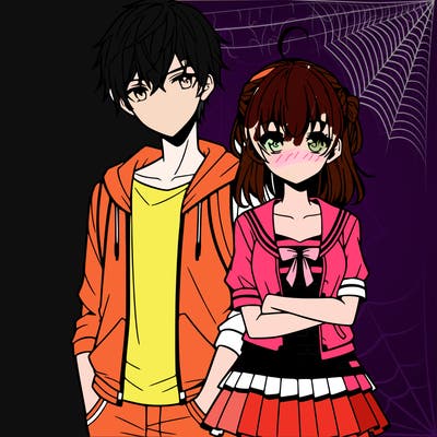 anime teen girl and boy