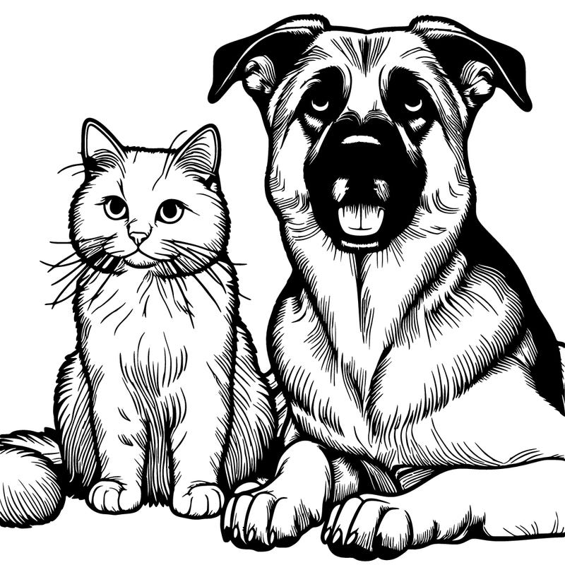 realistic dog and cat