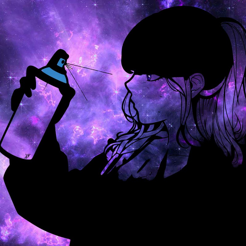 a realistic girl spray, painting