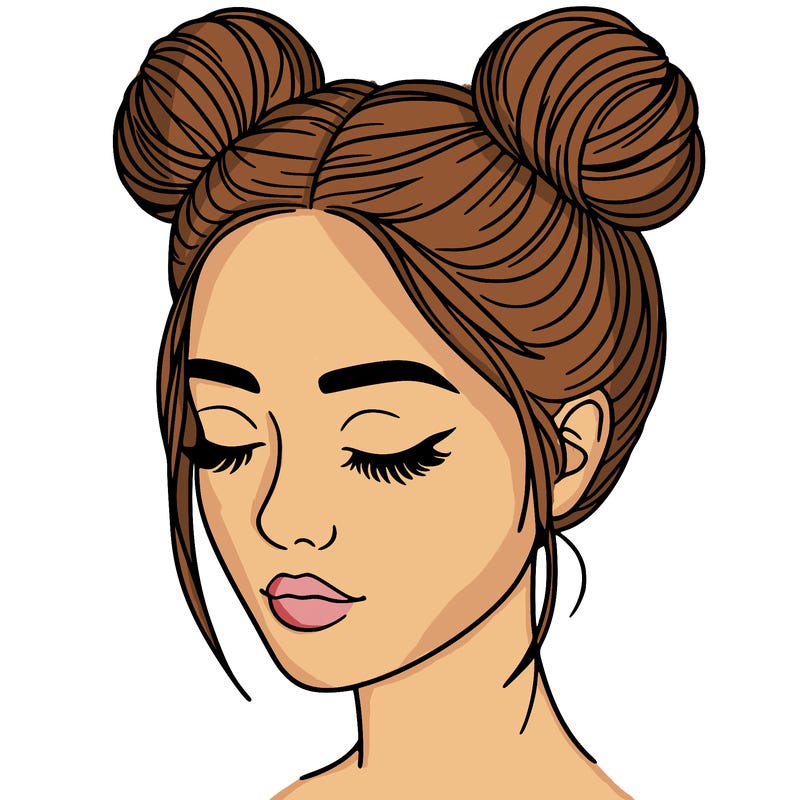 woman with hair buns