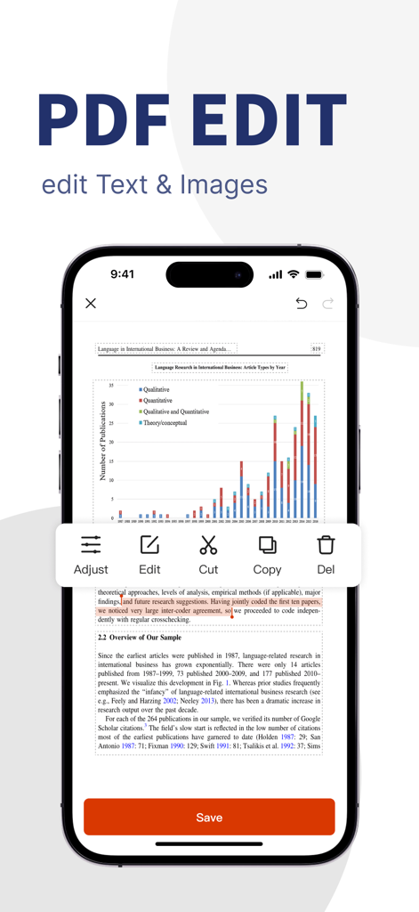 Converter Files & PDF Editor - Interfaz de la aplicación móvil que muestra herramientas de edición de texto e imagen de PDF