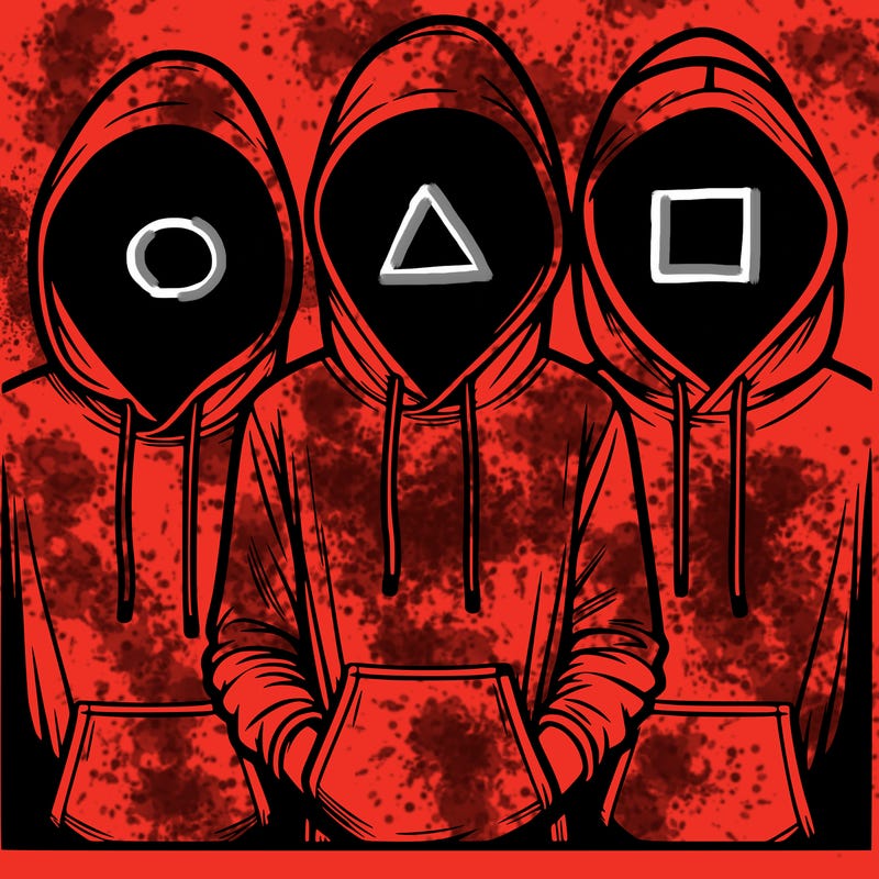 3 faceless people in  hoodies