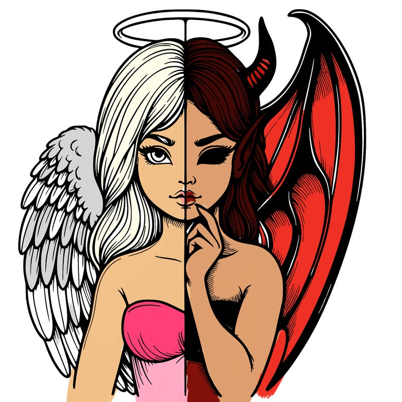 realistic angel half demon