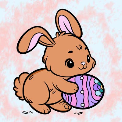 rabbit carrying an easter egg