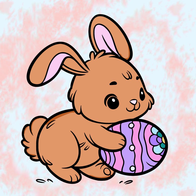 rabbit carrying an easter egg