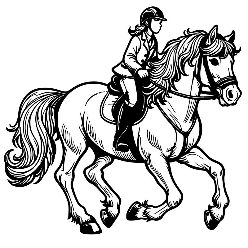 a horse with rider realistic