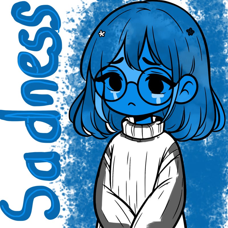 sad girl with glasses in a sweater