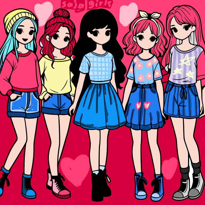 a group of five girls