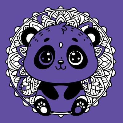cute baby panda animal mandala
