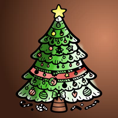 christmas tree with lots of details