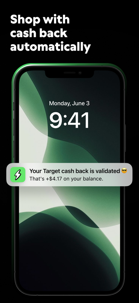 Joko | Cash back & discounts - A mobile notification showing automatic cashback earned through the Joko app