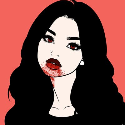 realistic girl with hair on her hair and lips