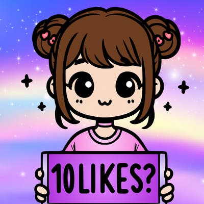cute girl that is holding a sign that says 10 likes?