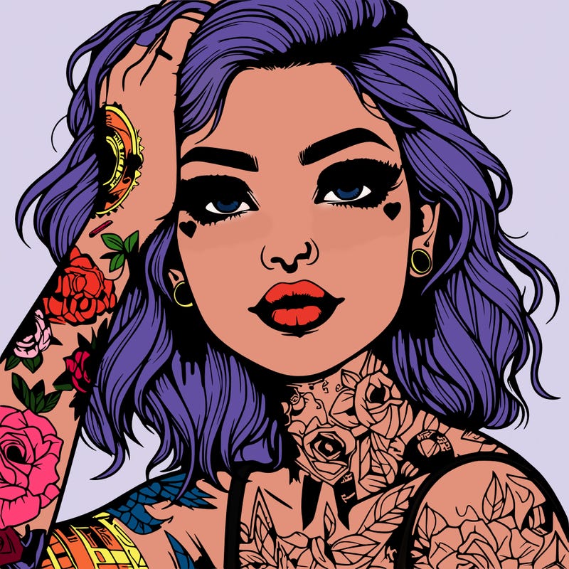 realistic girl with tattoos all over