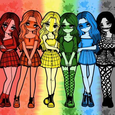 a group of girls realistic