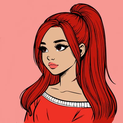 realistic girl with a high ponytail