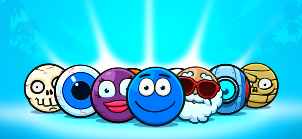 Ball tales - The Holy Treasure - A group of diverse ball hero skins including a skull, mummy, and grandpa ball.