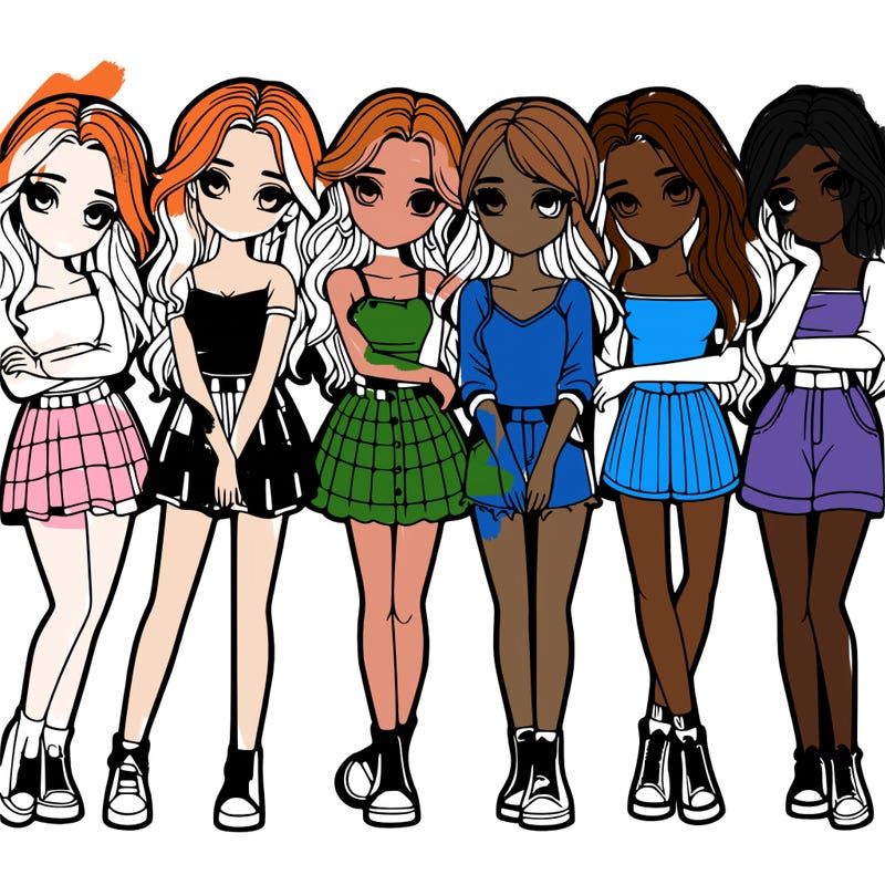 a group of girls realistic