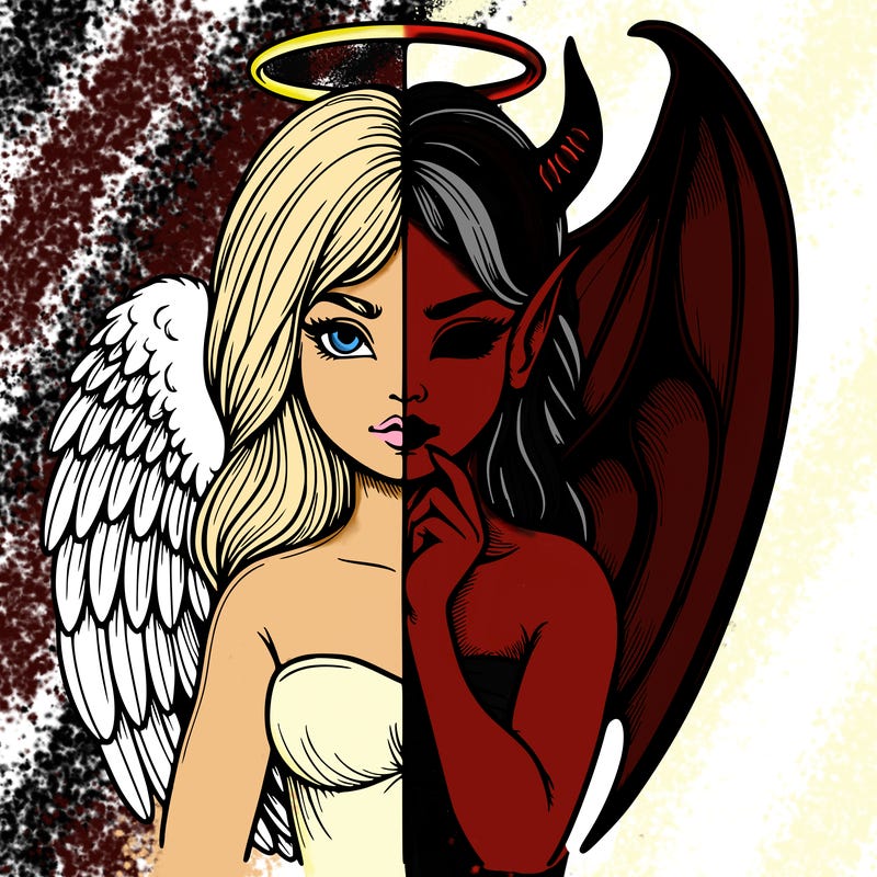 realistic angel half demon